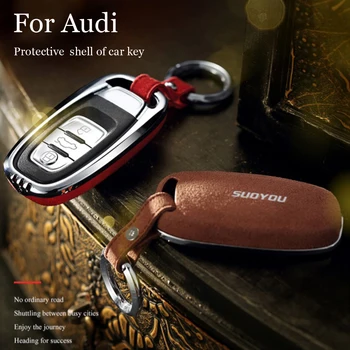 Semiš Kožené Kľúča Vozidla Prípade Peňaženky Kože Pre Audi R8 TT SQ5 Pre Audi RS5 754C/754G C6 C5 Diaľkové Fob Smart key Puzdro Shell Chrániť