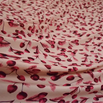 Pol Metra Vysoký Stupeň Retro Elegantné Ružové Cherry Tlač Šifón Textílie Pre Košeľu dámsky Odev, Šijací Materiál T1421