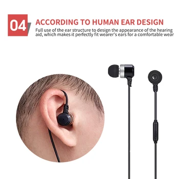 Nabíjateľná načúvací prístroj Vreckový Zvukové Zosilňovače Nastaviteľné Strata Sluchu Káblové slúchadlá s mikrofónom Ucho Pomôcky pre Starších ľudí