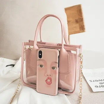 Móda transparentné dámy ramenní taška 2021 kórejská verzia nové jelly obrázok taška PU mini kabelka messenger taška