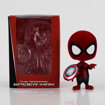 Q Verzia Spiderman Super Hrdinovia Akčné Figúrky, Hračky z PVC, Potriasa Hlavou Údaje Hračky s Magnetom Visí Lano