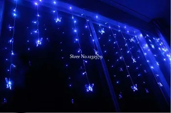 Biela/Modrá/RGB/Teplá biela Motýľ LED Záves String Svetlá Pásy Festival Dovolenku Svadobné Girlandy 4m 100 SMD EU/US/UK/AU