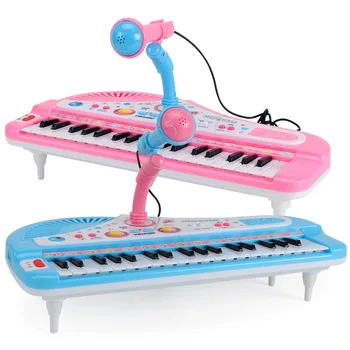 Deti 37-key Multifunkčné Klavír, Elektronické Hračky Karaoke Klávesové Hudobné nástroje, Mikrofón, Hračky pre Deti Vianočný Darček