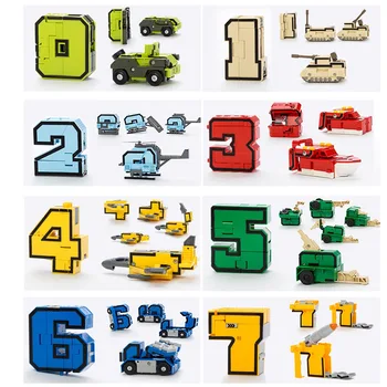 15PCS Montáž Stavebné Bloky, Vzdelávacie Hračky Akcie Obrázok Transformácie Číslo Robot Deformácie Robot Hračka pre Deti,