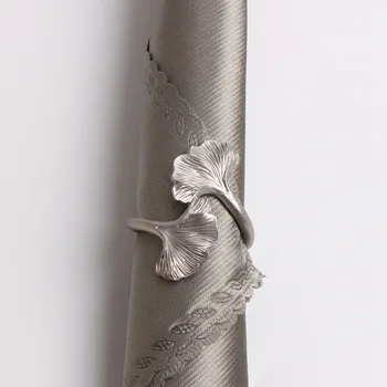 6pcs Model izba 3D silver ginkgo leaf obrúsok krúžok obrúsok pracky handričkou krúžok papier prsteň