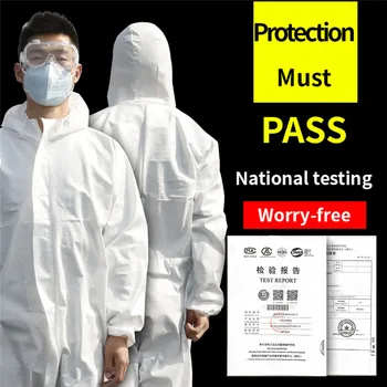 Jednorazové Izoláciu Vírusu Oblečenie Hazmat OOP Vyhovovali Anti-Virus Ochranný Odev Bezpečnosti Jednorazové Umývateľný Coverall