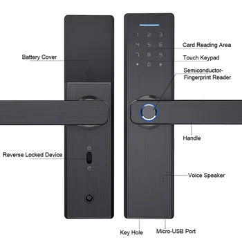 Smart Digital Door Lock Bezpečnostné Inteligentný Elektronický Zámok, Snímač Odtlačkov / Digitálny Kód / Karta Smart Card / Tlačidlo Domov Smart Lock