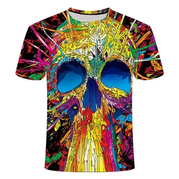 2020 nové pánske kolo krku lebky t-shirt punk štýl lebky 3D vytlačené t-shirt pánske top hip-hop 3D vytlačené lebky t-shirt factory d