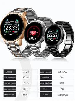 LIGE 2020 Nové Oceľové Pásmo Smart Hodinky Mužov Srdcovej frekvencie, Krvného Tlaku Sledovať Športové Krokomer Smartwatch Ženy, Fitness tracker+Box