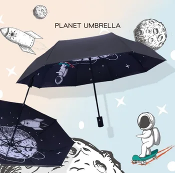 Vesmír Planéte Plnej Automatický Dáždnik Cartoon Priestor Skladacie Slnko Vinyl Dážď Parasol WWomen Mužov Dáždnik Vetru Guarda Chuva