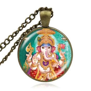 KARAIRIS Pán Ganesh Ganeš Hinduistickej Slon Náhrdelník Hinduistickej Ganesh Šperky Obrázok Tlače Sklo Cabochon Prívesok Náhrdelníky