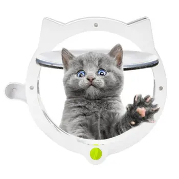 Malé Okrúhle Mačacie Dvierka s 4-way Zámok Pet Plastové Okno Uzamykateľné Brány Bezpečné pre Mačiatka
