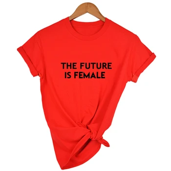BUDÚCNOSŤ JE ŽENA Tlač Ženy Tričko Príležitostné Letné Tričko pre Lady Dievča Top Tee Módne Tumblr Grunge Tshirts