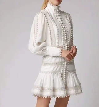 Kvalitné Biele Šaty Svietidla Rukáv Fashion Ženy Celebrity Elegantné Party Šaty, Sexy Mini Šaty