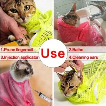 Cat Grooming Vaňa Vaku Oka Mačka Umývanie Taška Hryzenie Obmedzenia pre domáce Kúpanie na Nechty, Orezávanie Injekčné Pet Mačka Starostlivosti Dodávky