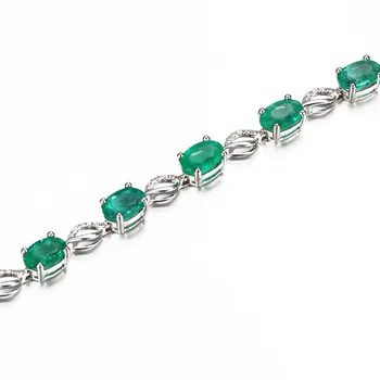 Bague Ringen Vytvorené Emerald Drahokam Náramky Pre Ženy, Skutočné 925 Sterling Silver Šperky Reťazca Kúzlo Náramok Jemný Šperk