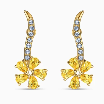 2020 Módne Šperky SWA Nové BOTANICKÁ KVET Prebodol Náušnice Zlatá Farba Elegantný Kvetinové Dekorácie Crystal Žena Romantický Darček