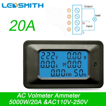 AC 22000W 250V 100A Multi-Funkcia Power Monitor Digital Napätie Prúd Metrov indikátor Power Faktor Frekvencie Energie Meter