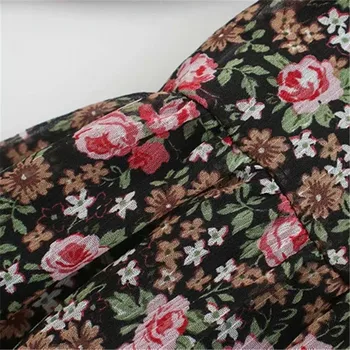 ZA Šaty 2020 Ženy Vintage Kvetinový Vytlačené tvaru Prehrabať Trim Mini Šaty Módneho S Podšívkou, dlhé rukávy, Elastické Manžety Šaty