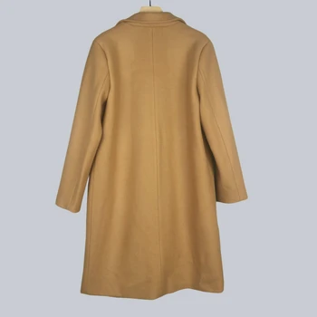Zimný Kabát Plus Veľkosť Ženy Jeseň Elegantné Klope Dlhý Rukáv Teplé Vlny Dlhá Bunda Kórejský Štýl Office Lady Camel Voľné Kabát