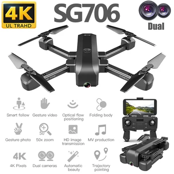 SG706 4K Drone Dual Camera Drone Profissional Quadcopter Stabilné Výška RC Vrtuľník Drone Kamera VS F11 KF607 XS816 GD89