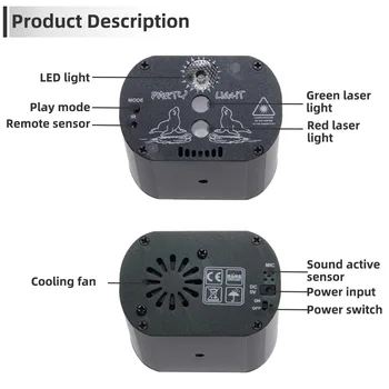 60 Režimy RGB LED Disco Svetlo USB Nabíjateľné Domácej Strany Laserový Projektor Lampa pre KTV DJ Tanečný Parket Fáze Efekt Osvetlenia Zobraziť