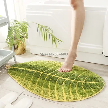 3D Zelenej Listovej Tvarované Koberec Pre Obývacia Izba Domáce Dekorácie Kuchyňu, Kúpeľňu Absorpčné Anti-slip Rohože Vstupné Rohožky Koberec