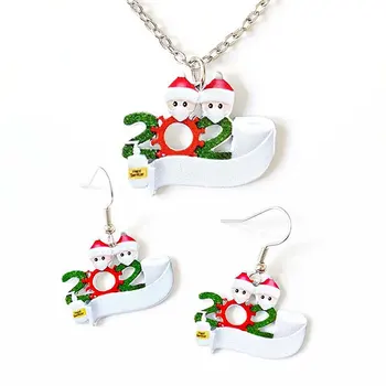 2020 Karantény Vianočné Šperky Sady Vianočný Darček Ornament Pandémie-Sociálne Dištancovanie Sa Santa Claus S Maskou
