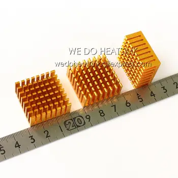 8pcs 28x28x13mm Hliníkový Radiátor Chladiča Zlatý Elox Pre CPU a Kovu, Keramických BGA Balíky a PC