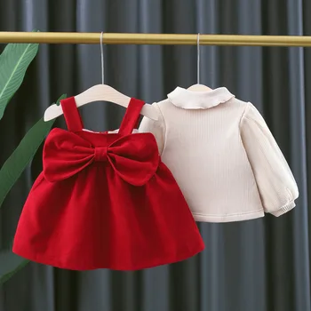 2020 Jeseň Zima Deti Oblečenie Zahustiť Topy Dresss Vyhovovali 2ks Deti Oblečenie Sady Batoľa, Dieťa Dievčatá Oblečenie Oblečenie