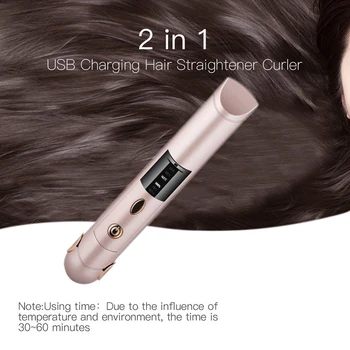 Hair Straightener Prenosné Akumulátorové pre Cestovný Mini USB Nabíjateľné Ploché Železo s Keramické Dosky
