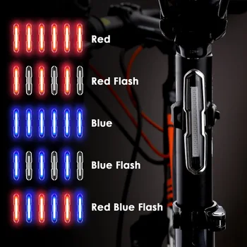 Bicykel zadné Svetlo Ultra Jasné Svetlo na Bicykel USB Nabíjateľné LED Bicykel Zadné Svetlo 5 Svetelného Režimu Svetlomety s Červený + Modrý