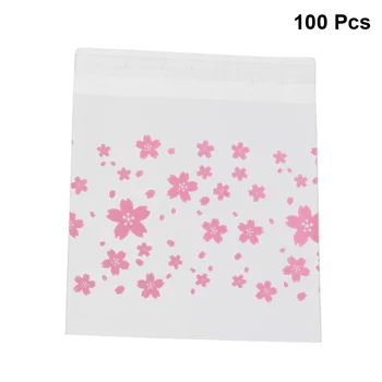 Matný 100ks Kvetinový Vzor, Plastové Vrecko Priehľadné Darčekové Tašky samolepiace Tesnenie Puzdro pre Candy Cookie Dezert Balenie (Ružové)
