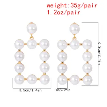 Boho Imitácia Veľké Perly Náušnice pre Ženy Geometrické Svadobné Party Šperky Veľké Vyhlásenie Náušnice Biela Farba Bijoux Veľkoobchod