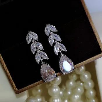 Móda Kvet tvar Earrring AAAAA cz kameň 925 sterling silver Vyhlásenia Strany, Svadobné Visieť Náušnice Šperky pre ženy