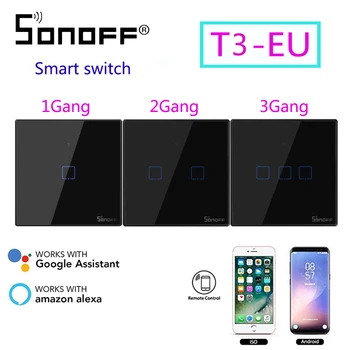 SONOFF T3 Prepínač TX EÚ Smart Wireless Wifi Svetelný Spínač nástenný Spínač Podporu 433MHz Diaľkové Pracuje S Alexa Domovská stránka Google IFTTT