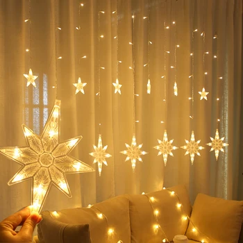 3,5 M 220V LED Star Lampa Vianočné Girlandy String Svetlá Víla Opony Svetlo Pre Domáce Nový Rok Party Bar Svadobné Dovolenku Dekor