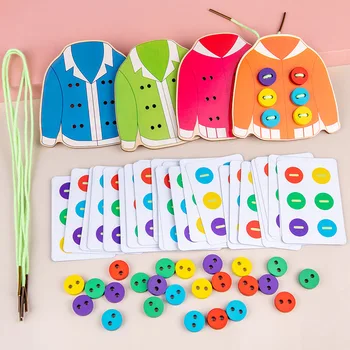 1set detské zábavné raného vzdelávania oblečenie threading tlačidlo hry života učebné pomôcky na šitie tlačidlo threading dosková hra urob si sám