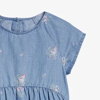 Malý maven Dievčatká Bežné Šaty Nové Letné Kvetinové Výšivky Baby Party Šaty Džínsové Tkaniny Šaty Batoľa Krátke Šaty