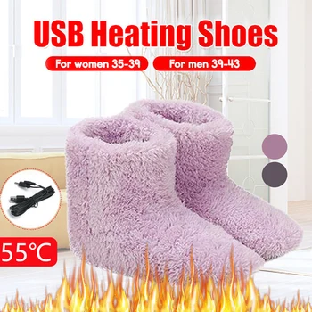 2021 Elektrické Teplé Nohy Teplejšie Zimné USB ohrievač na nohy topánky plyšové teplé elektrické papuče nohy vyhrievané umývateľný Pár Teplé Topánky