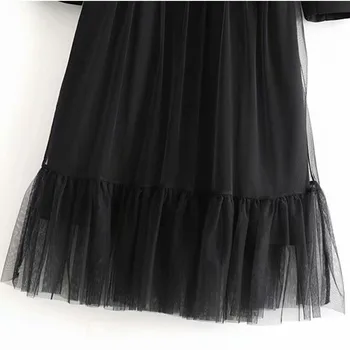 2020 Jeseň kórejská Verzia Black Double-breasted Dlhým rukávom Pás Elegantné Ženské Šaty Harajuku Klope Pás dámske Šaty