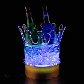 Korunu Šampanské Ľadové Vedro LED Pivo Držiteľ Bar Chladnejšie Kontajner Akryl Transparentný Ice Dekorácie