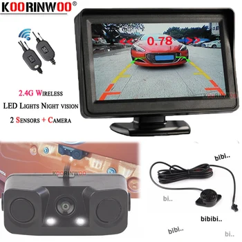 Koorinwoo Bezdrôtovú Automobilovú Digitálny LCD Monitor Dash parkovacia Kamera Reverzibilné Parkmaster Parkovací senzor 2 Výstražný systém detekcie