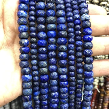 Veľkoobchod Prírodné Lapis Lazuli Korálky,4x6mm 5x8mm Tvárou Roundel Dištančné Klenot Kameň Voľné Korálky pre šperky 15.5
