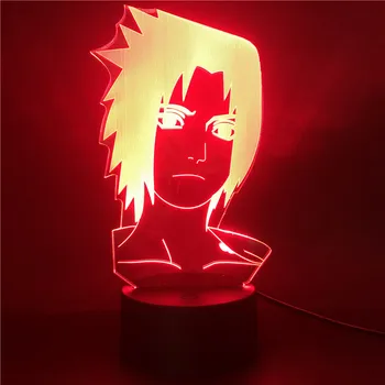 Naruto Figúrka Uchiha Sasuke Anime Nočné Svetlo LED pre Deti Dotykový Snímač 3D Lampa Deti Spálne Dekorácie Nočného Dary