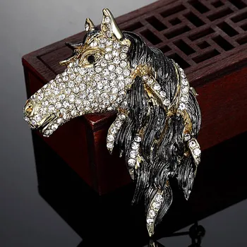 Zlxgirl Klasické farby Skloviny konské hlavy zvierat brošne mužov šperky, Kovové Šatku Kolíky Vianočný Darček Hostiny, Svadby Príslušenstvo