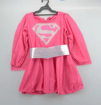 TPRPCO deti pink super človek kostým dievča šaty halloween cosplay party super hrdina kostým s cape topánky pás NL948