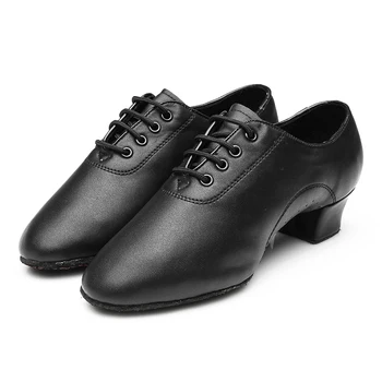 USHINE black soft PU praxe učiteľ topánky národná norma latinské tanečné topánky deti muž