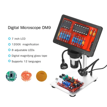 1200X digitálny mikroskop elektronické video mikroskopom 7 palcový 1080FHD LCD spájkovanie mikroskopom telefón opravy zväčšovacie sklo kovový stojan