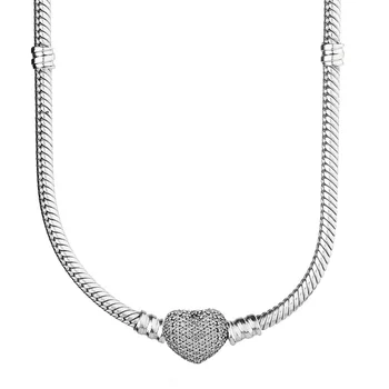 Originálny Poetický Kvitne Láska Srdce Loptu Barel Spona Had Reťazca 925 Sterling Silver Náhrdelník Pre Módu Perličiek Kúzlo DIY Šperky